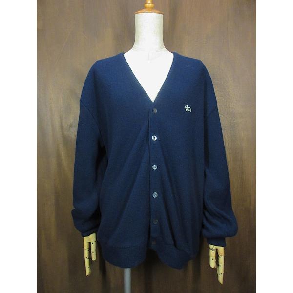 ビンテージ60's70's○SPORTWEARアクリルニットカーディガン紺size XL