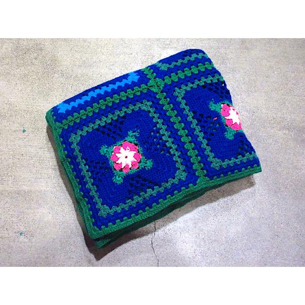 ビンテージ○かぎ針編みブランケットsize 約188cm × 約166cm○260115n1