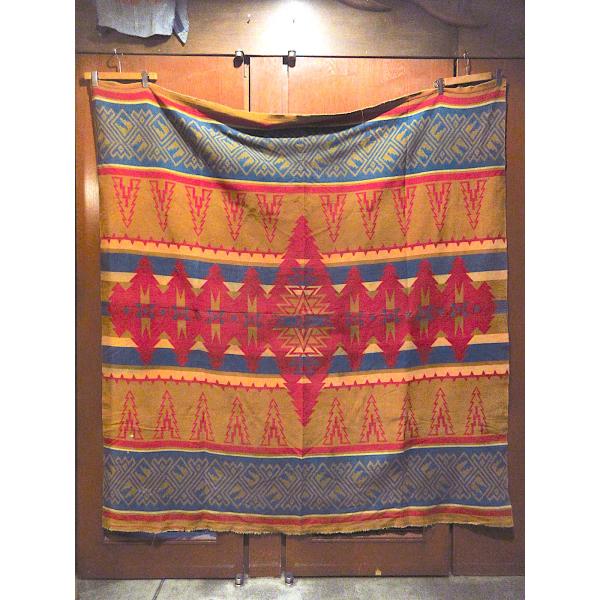 vintage ネイティブ 大判 ブランケット ビンテージ40's50's○ネイティブ柄コットンブランケットsize 約180cm