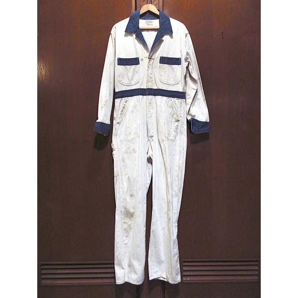 ビンテージ50's○HBTオールインワン白×青size 40 REG○260120m5-m-all