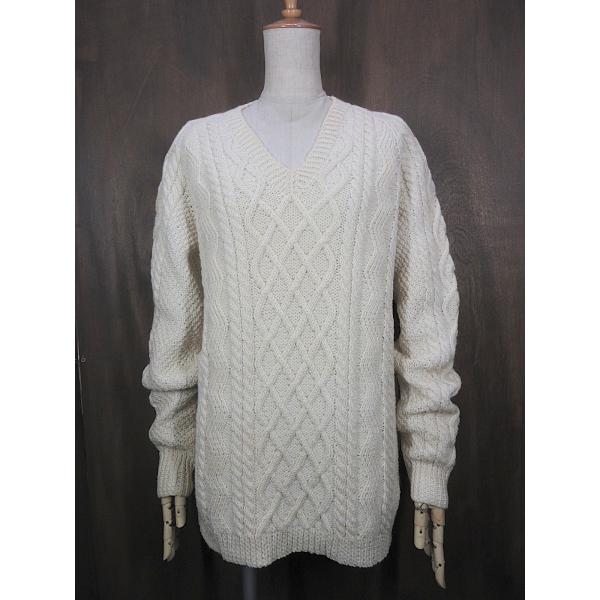 ビンテージ~70's○Vネックウールフィッシャーマンセーター○260123z3-m