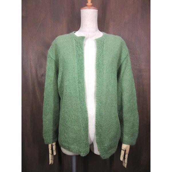 ビンテージ~70's○レディースモヘアカーディガン黄緑○260202n3-w-cdg