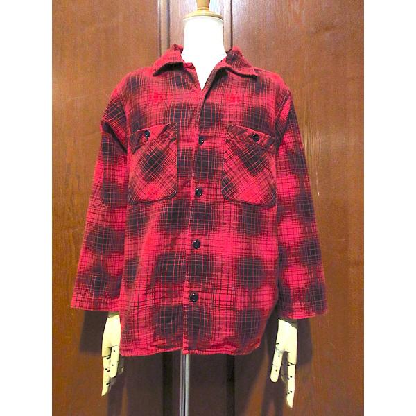 ビンテージ50's○PENNEY'Sオンブレチェックコットンプリントネルシャツ