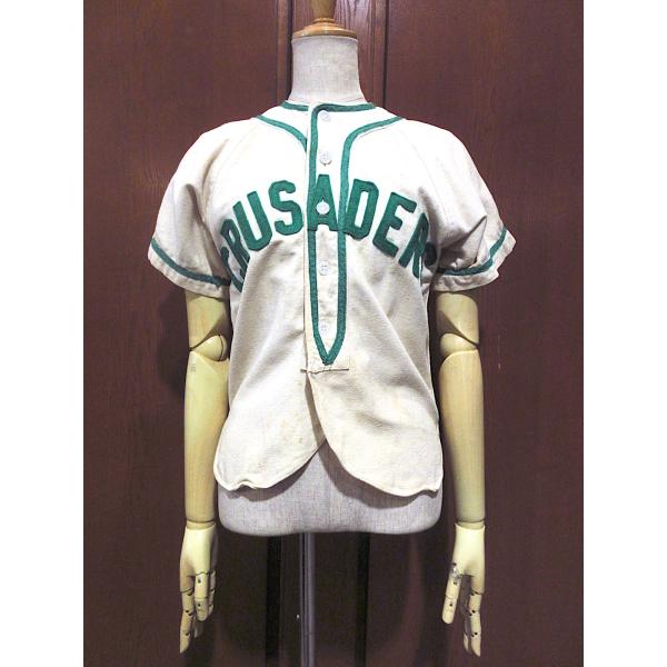 ビンテージ40's○Wilson CRUSADERSウールベースボールシャツ生成り