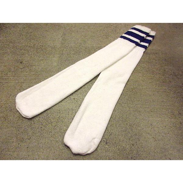 ビンテージ70's80's☆ライン入りソックスブルー☆190916f6古着靴下