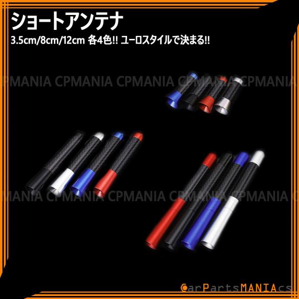 汎用 カーボン調 ショート アンテナ カスタム ユーロ 12cm 8cm 3.5cm 自動車 外装