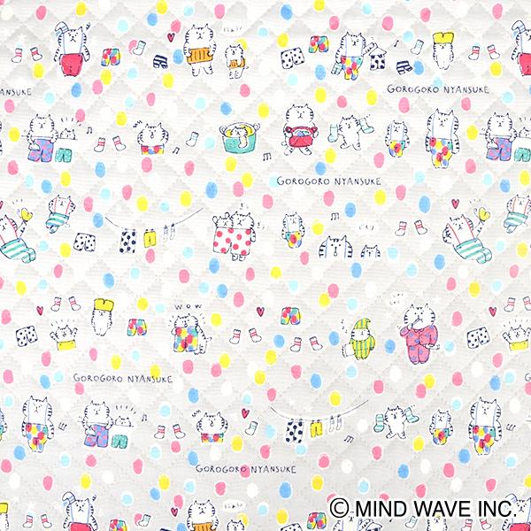 ごろごろにゃんすけ オックスキルト生地 ふんわりドット ライトグレー 入園入学 Lineスタンプキャラクター生地 Qgnfo 01b Crafヤフー店 通販 Yahoo ショッピング