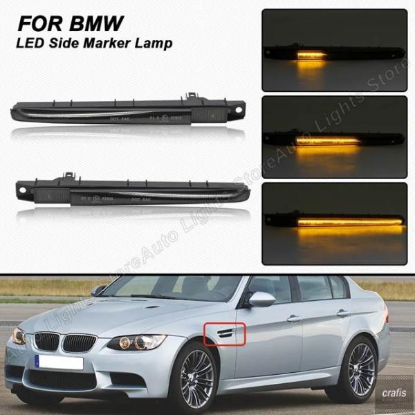 並行輸入品 BMW E90 M3セダンE92 M3クーペE93 M3コンバーチブル2007-2013年式用ダイナミックLEDサイドマーカーウインカーライト2個セ