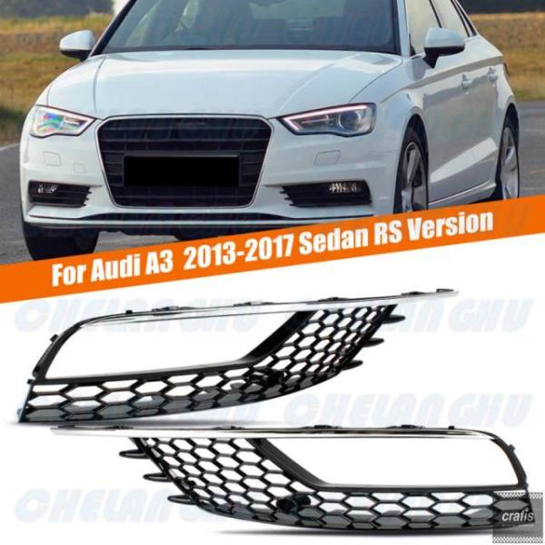 並行輸入品 アウディA3セダン 2013-2016-2017用 フロントバンパーフォグランプグリルカバー 1ペア カーアクセサリー部品 パーツ アクセサリー