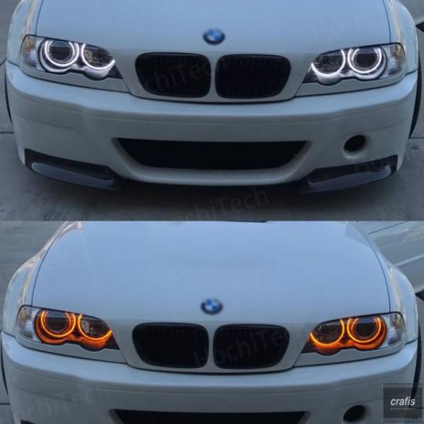 並行輸入品 BMW 3シリーズ E46 セダン ツーリング ワゴン クーペ コンパクト 1998-2005用 ホワイトLEDヘッドライト エンジェル デーモンア
