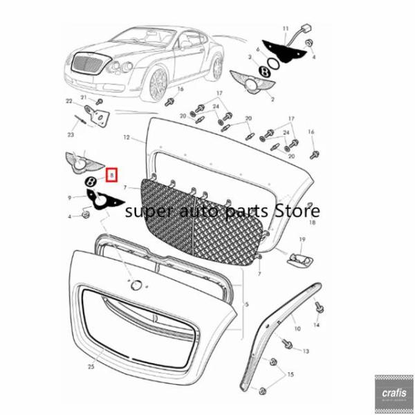 並行輸入品 ベントレー コンチネンタル GT フライングスパー用フロント リア ラジエーター グリル用粘着バッジステッカーパーツ 部品 アクセサリー
