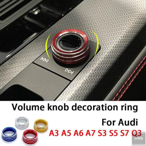 並行輸入品 アウディ A3 4L A5 Q3 A6 C8 A7 S7 Q5L インテリア用カーセンターコントロールオーディオボリュームブ装飾リングトリムカバー 