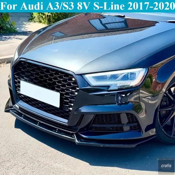 並行輸入品 アウディ A3 S3 8V S-Line 2017-2020 フロントバンパーリップスポイラー グロッシー スプリッター サイドコーナーキット 車体