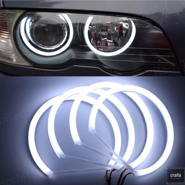 並行輸入品 ホワイトLEDヘッドライト ハロエンジェルデーモンアイキット エンジェルアイライト BMW 3シリーズ E46 セダン ツーリング ワゴン クーペ 