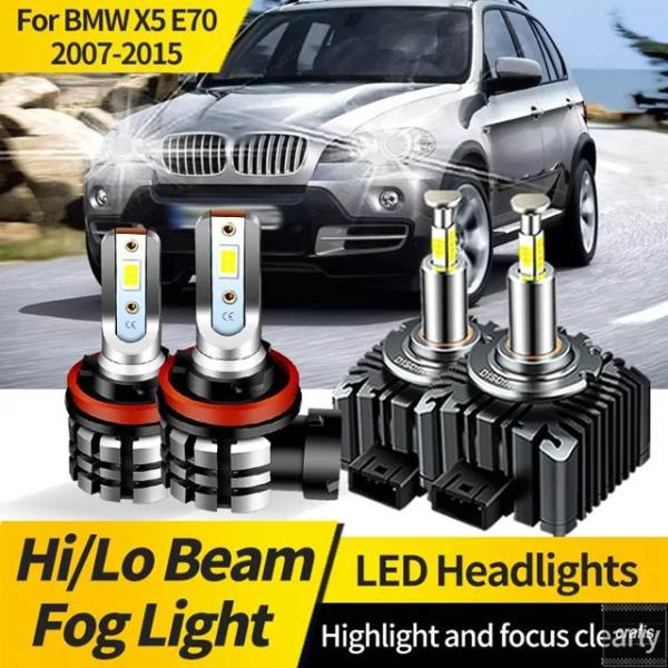 並行輸入品 BMW X5 E70 2007-2015用 HIDキセンバルブ D1S H11 LEDヘッドライト Canbus 6000K ホワイトLED ハイロ