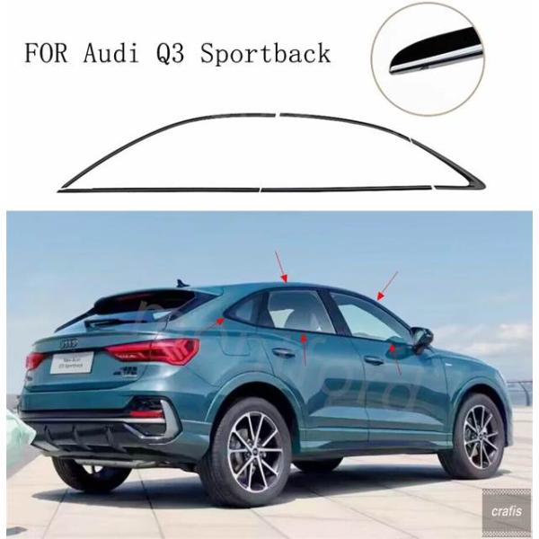 並行輸入品 アウディ Q3 スポーツバック専用 2020 - 2023 2024 車用ウィンドウトリムモールディングカバートリム 10個セット部品 パーツ アク