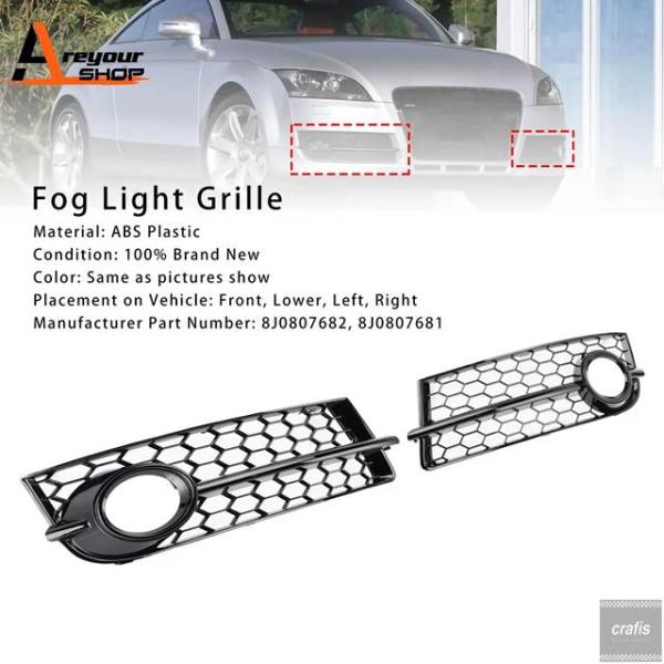 並行輸入品 2個フォグランプカバーグリル 8J0807682 アウディ TT MK2 20071001部品 パーツ アクセサリー