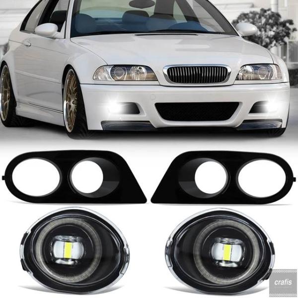 並行輸入品 BMW E46 M3 2001-2006用フォグランプカバー2個セットLEDフォグランプヘッドライトフロントバンパーフォグランプカバーデュアルホール