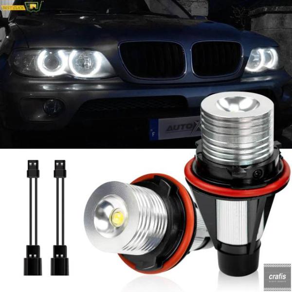 並行輸入品 HIDホワイトLEDエンジェルアイマーカーライトバルブ超高輝度2x5W BMW 525i 530i xi 545i M5 E39 E53 E60 E