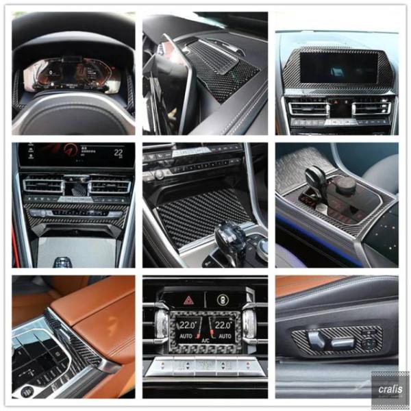 並行輸入品 BMW 8シリーズ G14 G15 G16 2019-2023用カーボンセンターコンソールシフトフレーム装飾ナビゲーションカバートリムパーツ 部品 