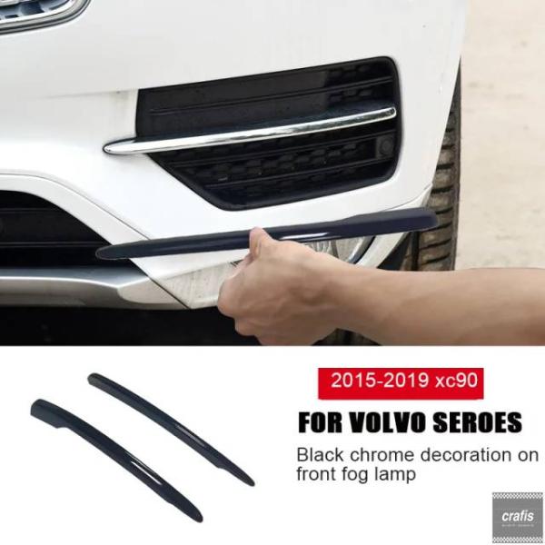 並行輸入品 ボルボ XC90 フロントフォグランプストリップ ブラック装飾クロームカーステッカー カーアクセサリー 2015-2019パーツ 部品 アクセサリー