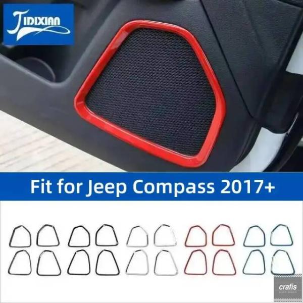 並行輸入品 ジープ コンパス 2017-2026 用 車内ドアオーディオサウンドスピーカー装飾カバートリム インテリアアクセサリーパーツ 部品 アクセサリー
