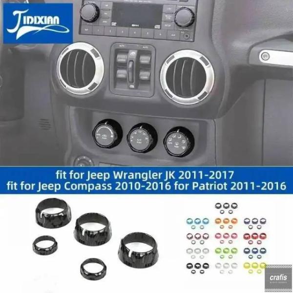 並行輸入品 カーオーディオエアコンスイッチノブ装飾リングカバー（コンパスパトリオットジープ ラングラー JK 2011-2017用パーツ 部品 アクセサリー