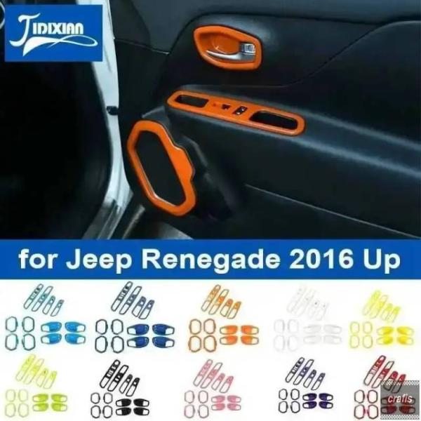 並行輸入品 ジープ レネゲード 2016 - 2019 年以降用 ドアハンドル ボウル スピーカー ウィンドウ リフト スイッチ デコレーション カバー アクセ