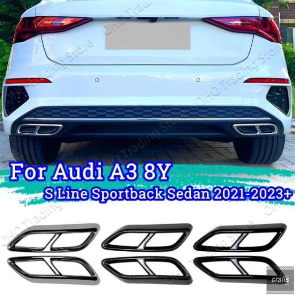 並行輸入品 アウディ A3 8Y Sライン スポーツバック セダン 2021 - 2023 車用テールエキゾーストマフラーパイプ出力カバートリム アクセサリーパ