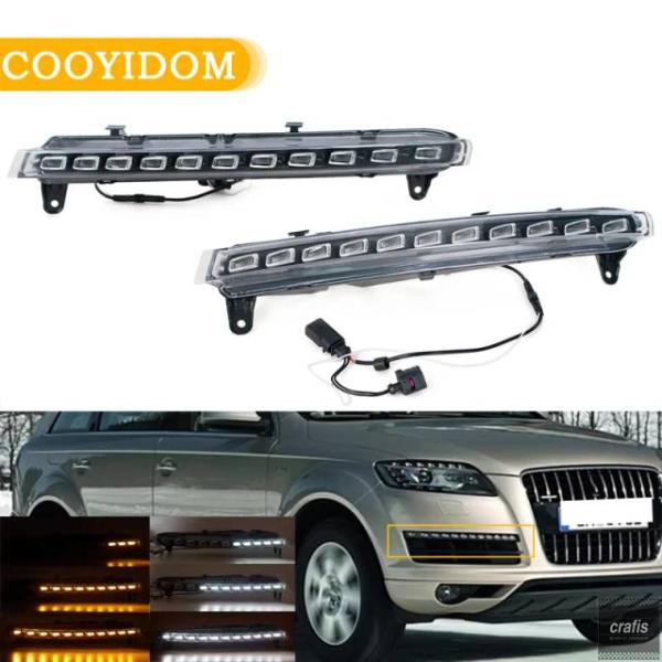 並行輸入品 アウディ Q7 2006 09 01 用フロントバンパー DRL デイタイム  12V LED ヘッドライト ウィンカー ランプ カーアクセサリーパ