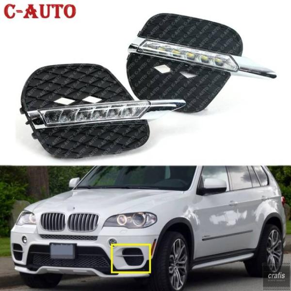 並行輸入品 BMW X5 E70 2011 2012 2013用 デイライト DRL LED デイタイム  フォグ ヘッドランプ カバー ドライビング ライト 