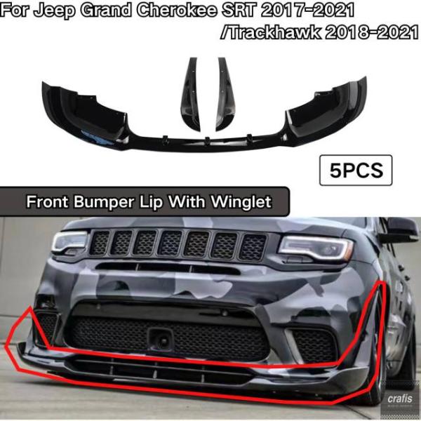 並行輸入品 ジープ グランドチェロキー SRT 2017-2021 トラックホーク 2018-2021 用フロントバンパーリップ（ウィングレットカーアクセサリー