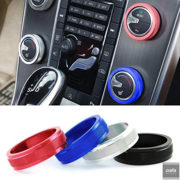 並行輸入品 ボルボS60 XC60 V60 V40 S80用カーエアコン回転ノブリング4個セットカーオーディオステレオボリュームコントロールノブファンボタンカバ