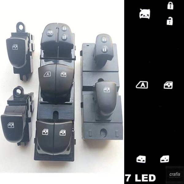 並行輸入品 ルノー カジャー 2015 - 18 用スターター電動 パワーウィンドウスイッチ 白色ライト 7 つ LED ライトすべてが点灯 パーツ 部品