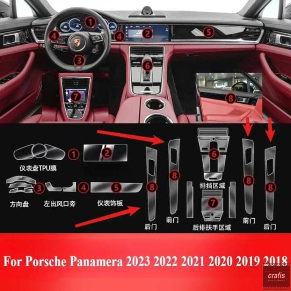 並行輸入品 ポルシェ パナメーラ 2023-2018 用インテリア アクセサリー フィルム クリアギアパネル GPS ナビゲーションセンターコンソール PPF 