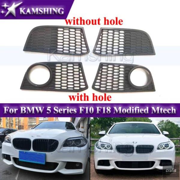 並行輸入品 Kamshing製 BMW 5シリーズ F10 F18用フロントフォグライトフレームMtechスタイルフロントバンパーグリルグリッドネットフォグライ