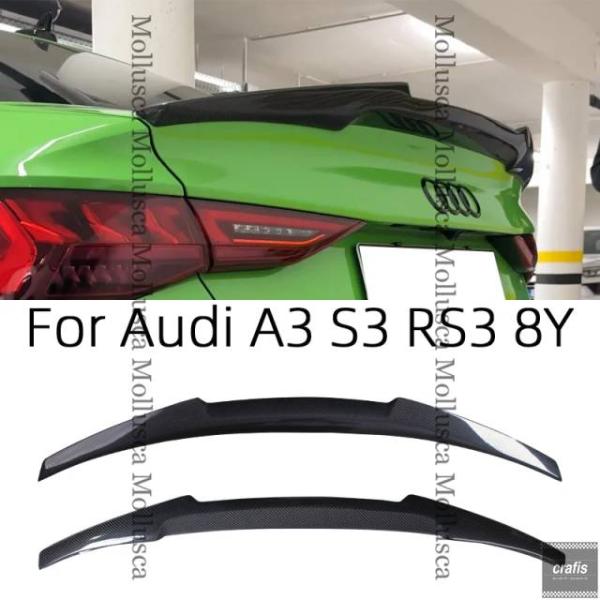 並行輸入品 アウディ A3 S3 RS3 リムジン 8Y セダン M4スタイル カーボン リアスポイラー トランクウィング 2021-2025 FRP パーツ 
