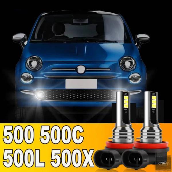 並行輸入品 フィアット500 500C 500L 2007-2018 2008 11 01 2012 - 15 2016 2017用LEDフロントフォグランプバ
