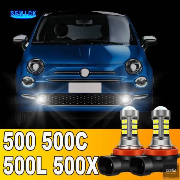 並行輸入品 フィアット 500 500C 500L 2007-2018 2011 - 14 2015 2x LED フロント フォグランプ バルブ アクセサリー