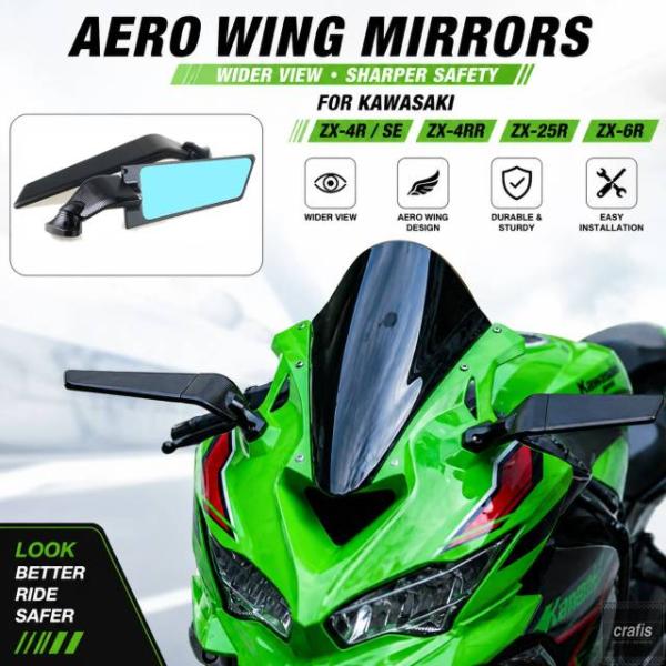 並行輸入品 カワサキ ZX-4R ZX-4RR SE ZX-25R ZX-6R 用大型ミラー