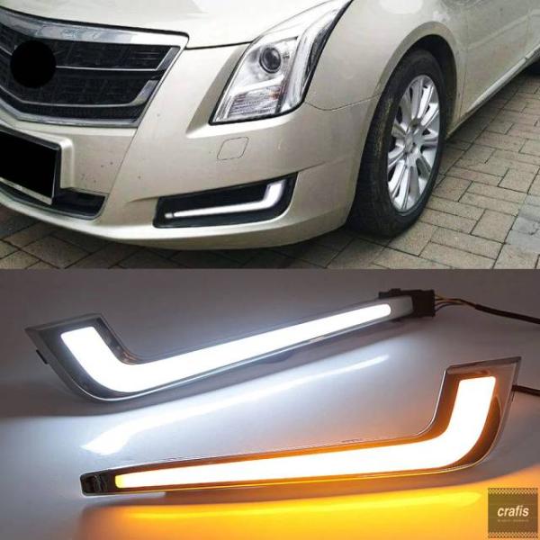 並行輸入品 キャデラック XTS 2013 - 2016 2017 用 LED デイタイム DRL フォグランプ カバー ドライビング ライト ウィンカー パー