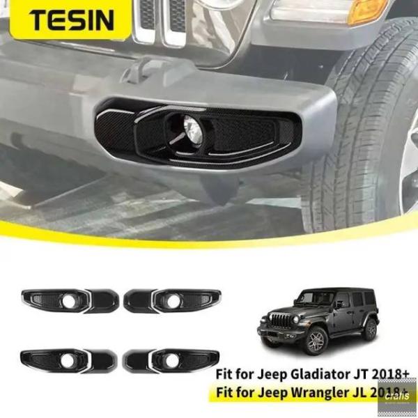並行輸入品 ジープ ラングラー JL グラディエーター JT 2018-2024 用 フロントバンパー フォグランプ装飾カバーステッカー アクセサリー パーツ 