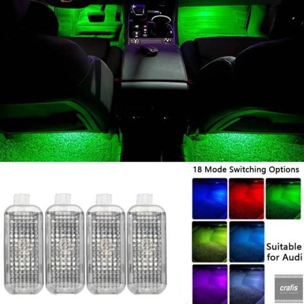並行輸入品 アウディ A5 A6 Q5 A8 Q7 A7 A4 Q5 Q7 用 RGB LED 車内フットウェルライト 2個セット フロア装飾ムードランプ 7色