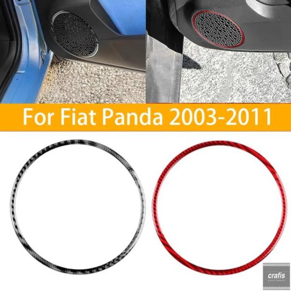 並行輸入品 フィアット パンダ 2003-2011 用 ドアスピーカーフレームトリム カーボン 車用スピーカープロテクターリング 装飾アクセサリー パーツ  パ