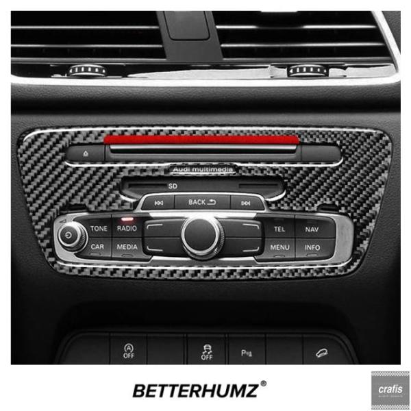 並行輸入品 アウディ Q3 8U 2013-2018 用 カーボンセンターコンソール CD パネル トリムフレーム装飾ステッカー 車内チューニングアクセサリー 