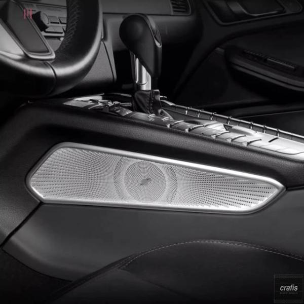 並行輸入品 ポルシェ マカン 2014 - 2024 用インテリアカーステッカー センターコントロール オーディオスピーカーカバー装飾アクセサリー 1セット パ