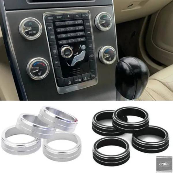 並行輸入品 ボルボ S60 V60 XC60 V40 用カーエアコンオーディオボリュームノブ装飾リングトリムカバーカーアクセサリー パーツ 部品