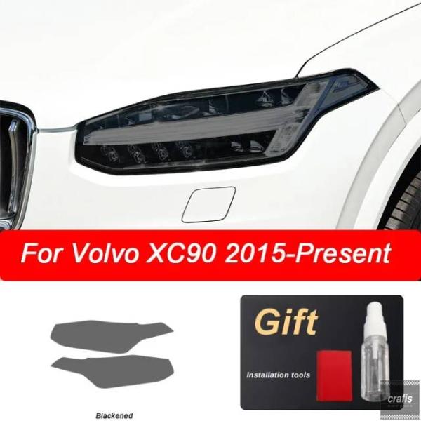 並行輸入品 ボルボ XC90 2015 - 2018 2019 2020 用カーヘッドライトフィルムビニールクリアブラックステッカー セット 2枚 パーツ 部品
