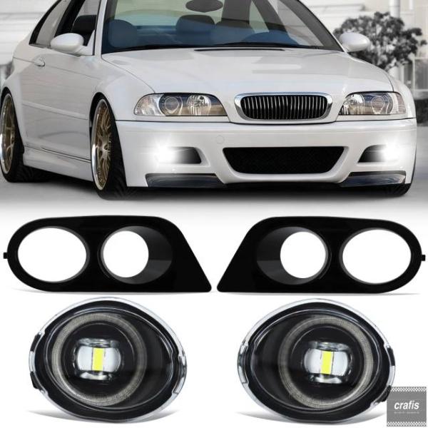並行輸入品 BMW E46 M3 2001-2006 用フォグランプカバー LED フォグランプ ヘッドライト フロント バンパー フォグランプカバー デュアル