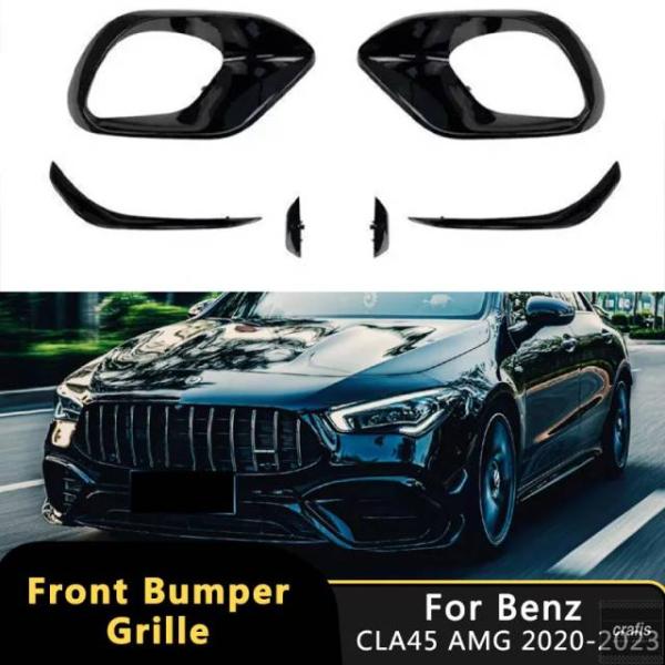 並行輸入品 メルセデスベンツ CLA45 AMG C118 W118 2020-2023 用スプリッターカナード フロント バンパー ライトグリル サイド フォグランプグリル  パーツ 部品
